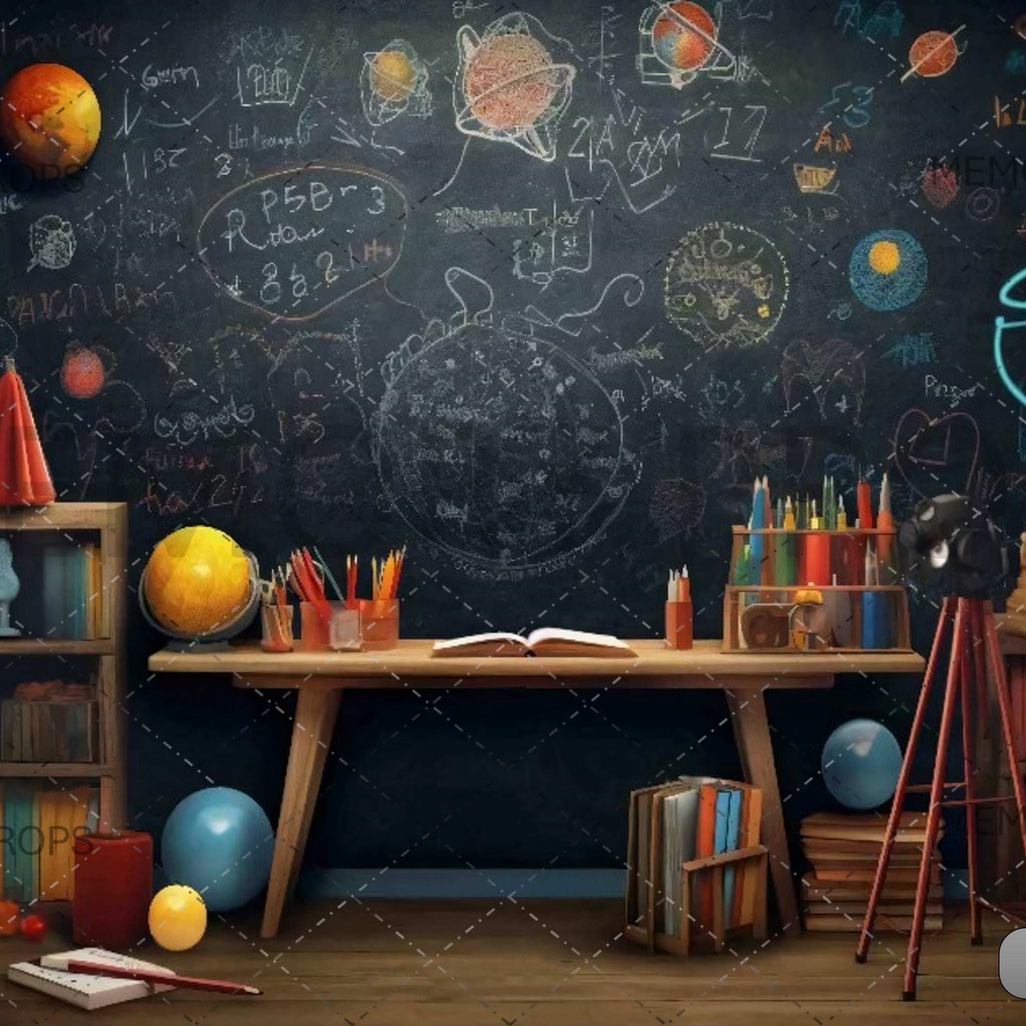 BACK TO SCHOOL THEME FEATURES A CHALKBOARD - PRINTED BACKDROPS