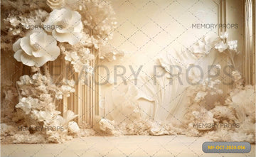 WHITE FLORALS VINES CLOUDS WALL BLOSSOM - PRINTED BACKDROPS