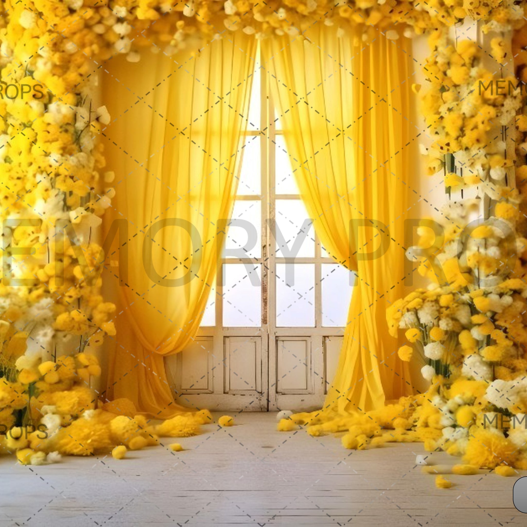 DECORATIVE WEDDING PARTY INDOOR WALL OF FLOWER - PRINTED BACKDROPS