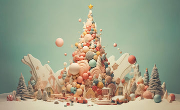 CHRISTMAS TREE IN PASTEL COLOR - PRINTED BACKDROPS