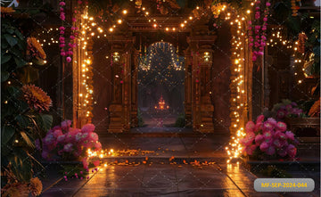 INDIAN TEMPLE WITH DIWALI DECORATION - PRINTED BACKDROPS