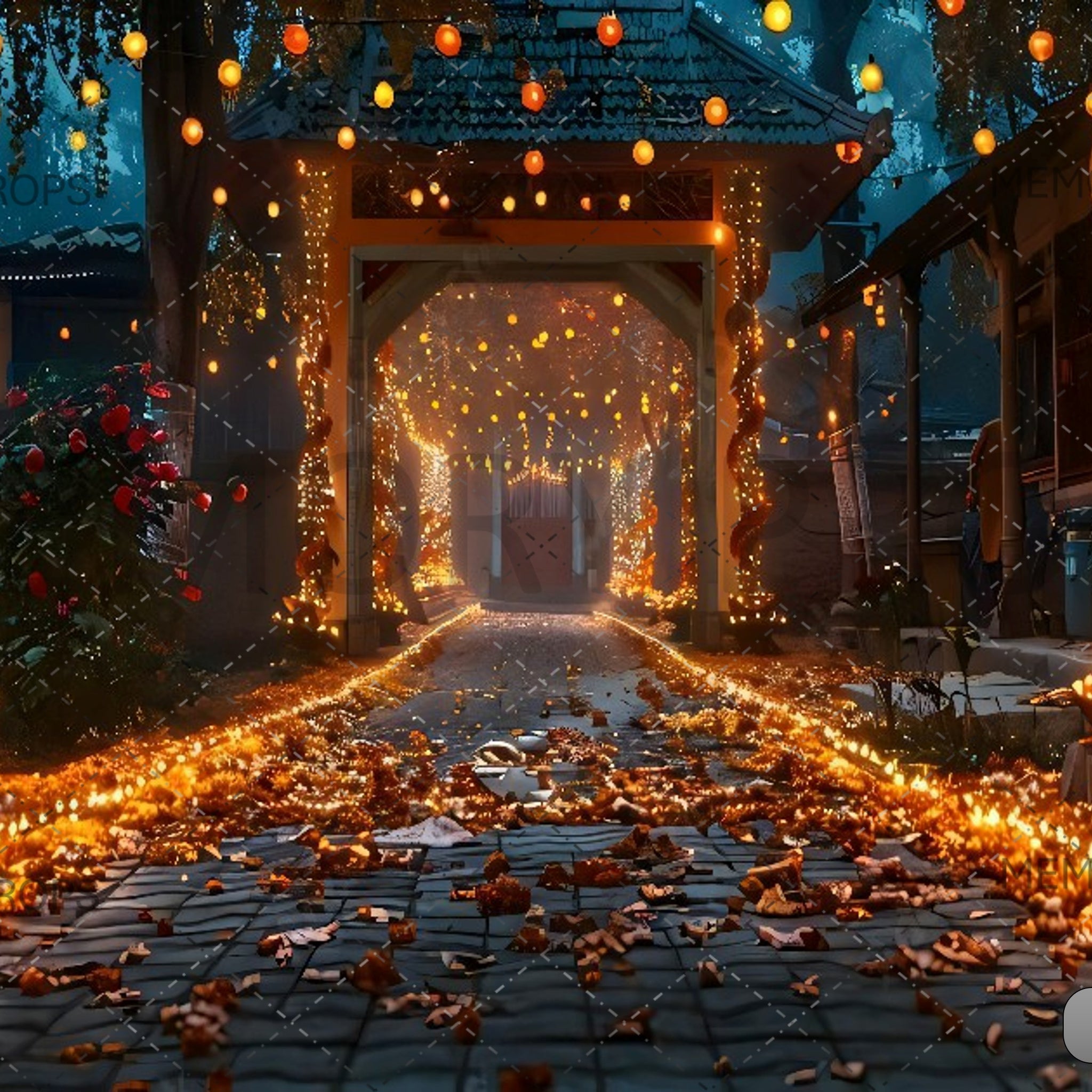 ENCHANTED STREET WITH DIWALI LIGHTS - PRINTED BACKDROPS