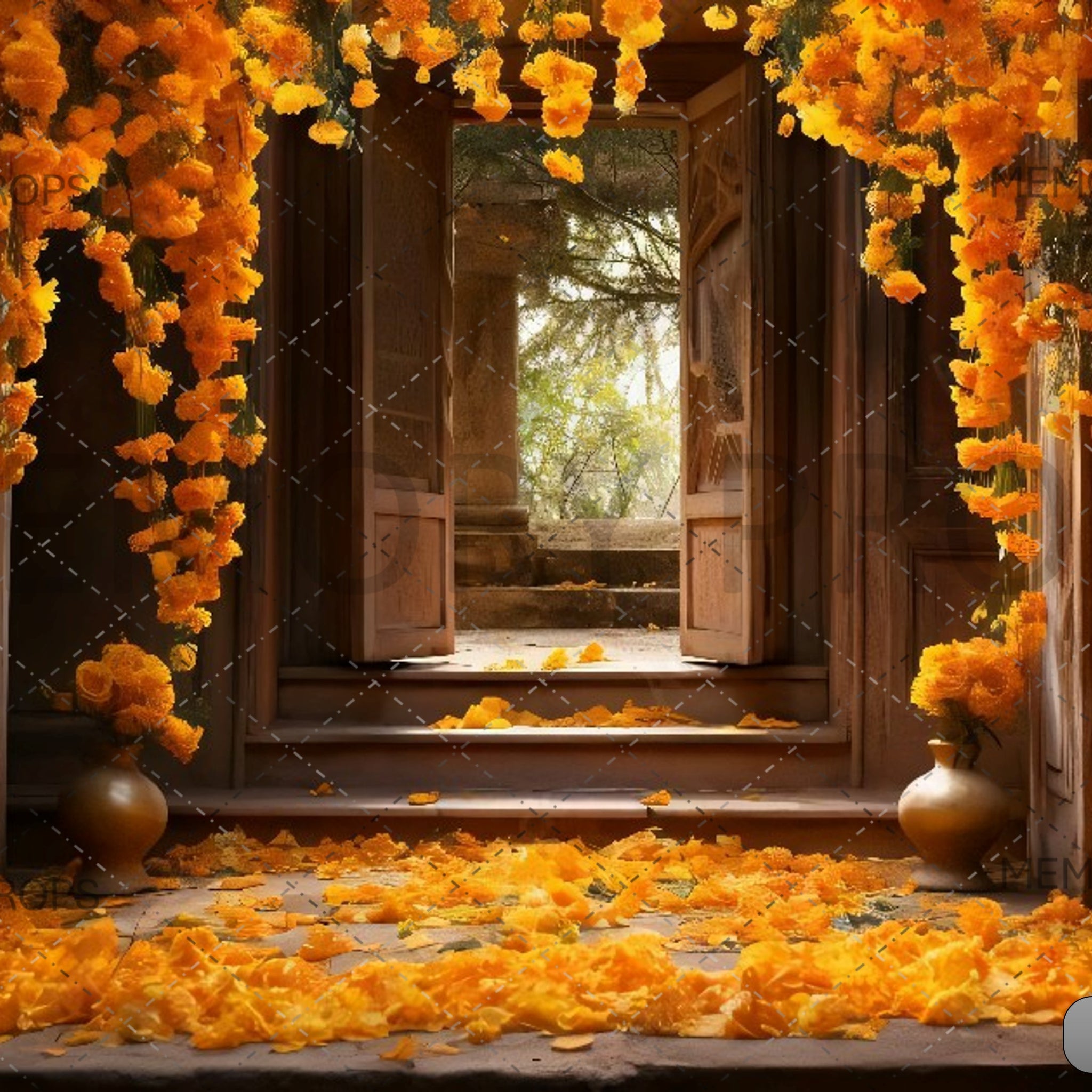 TRADITIONAL YELLOW FLOWER DECORATION - PRINTED BACKDROPS