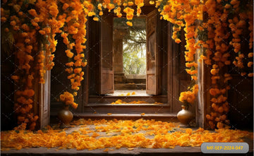 TRADITIONAL YELLOW FLOWER DECORATION - PRINTED BACKDROPS