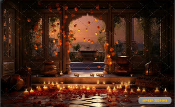 DIWALI DAY WITH FLOWERS AND CANDLES - PRINTED BACKDROPS