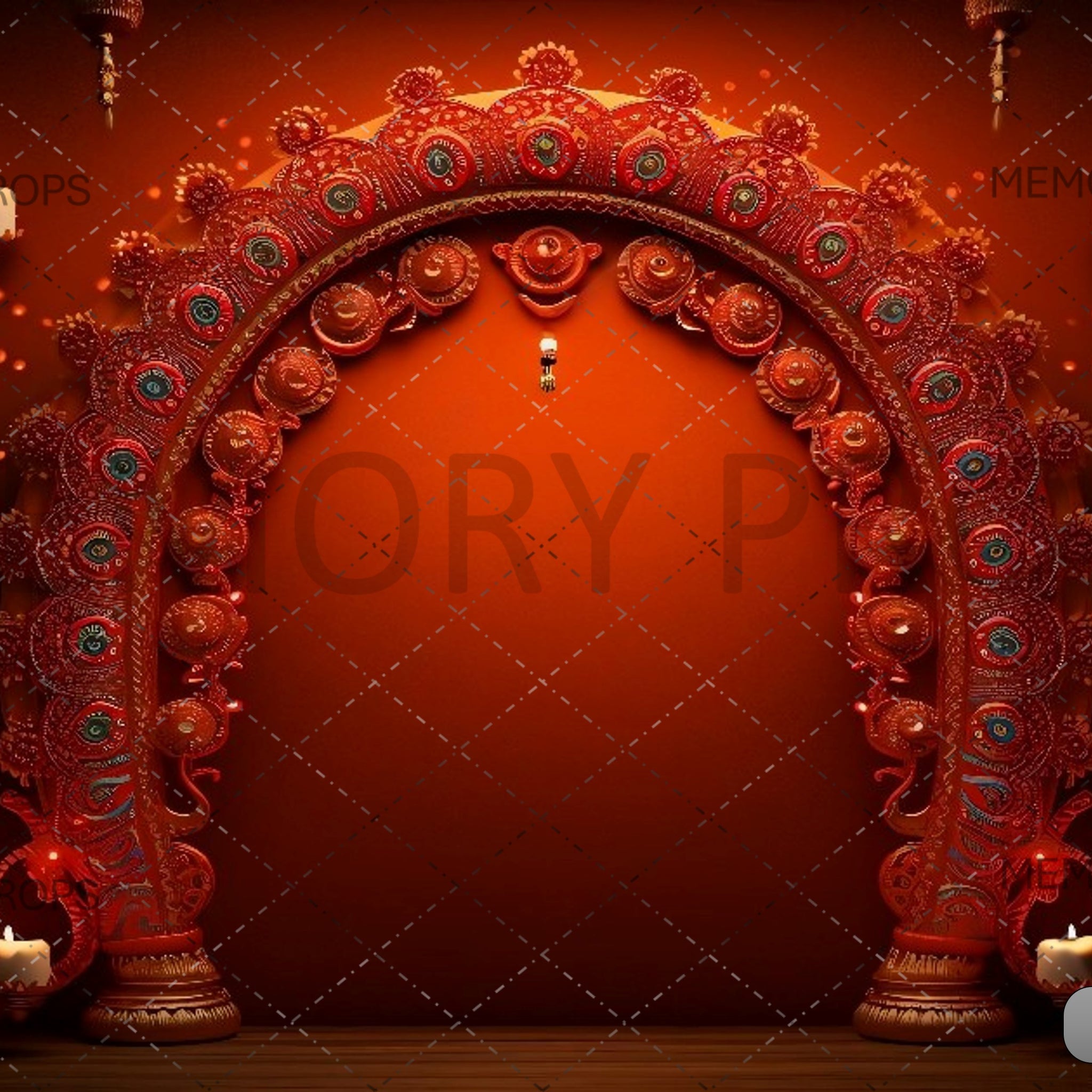 RED DECORATIVE DIWALI DOOR - PRINTED BACKDROPS