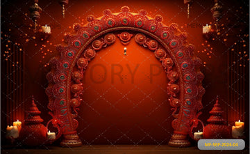 RED DECORATIVE DIWALI DOOR - PRINTED BACKDROPS