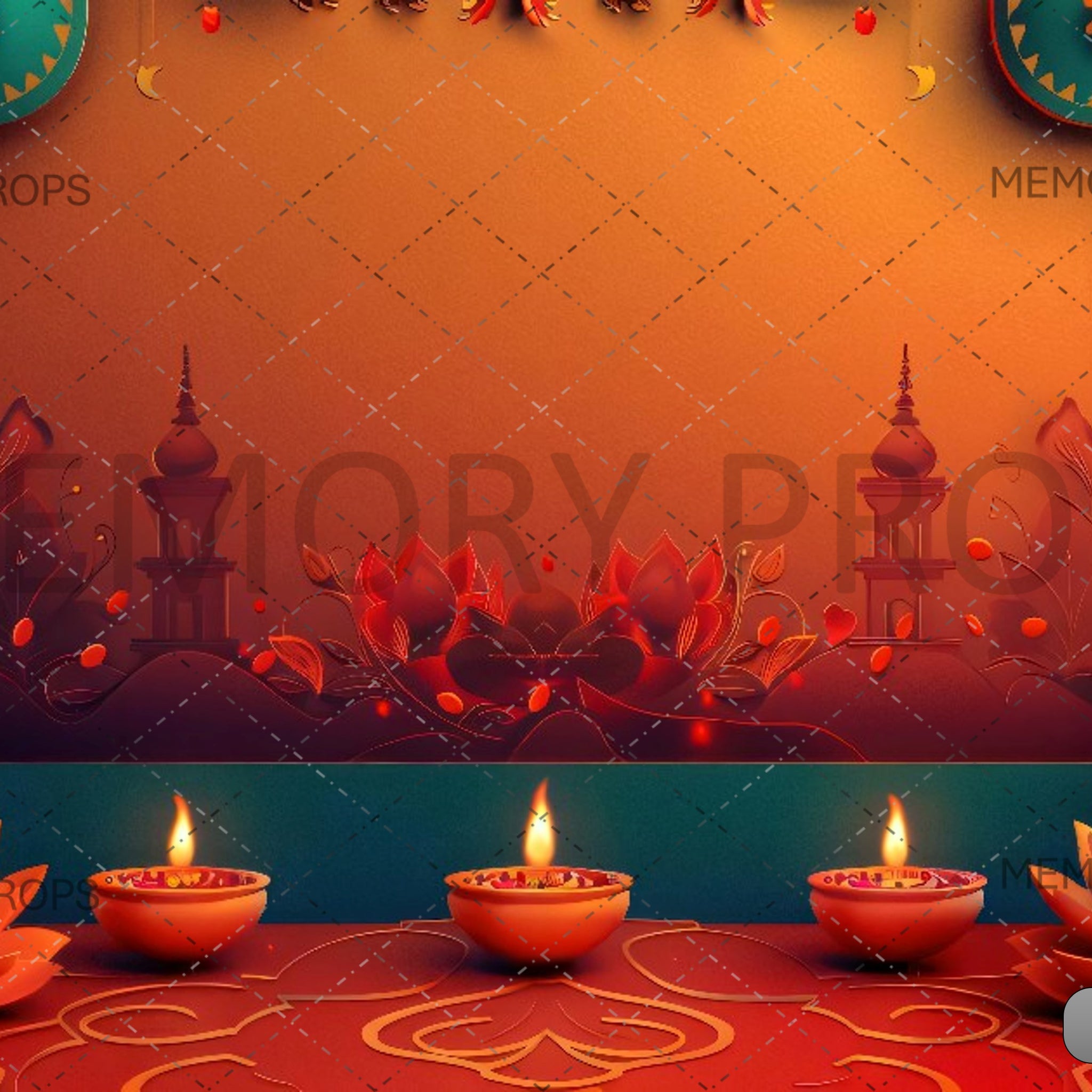 GLOWING CANDEL FOR DIWALI - PRINTED BACKDROPS