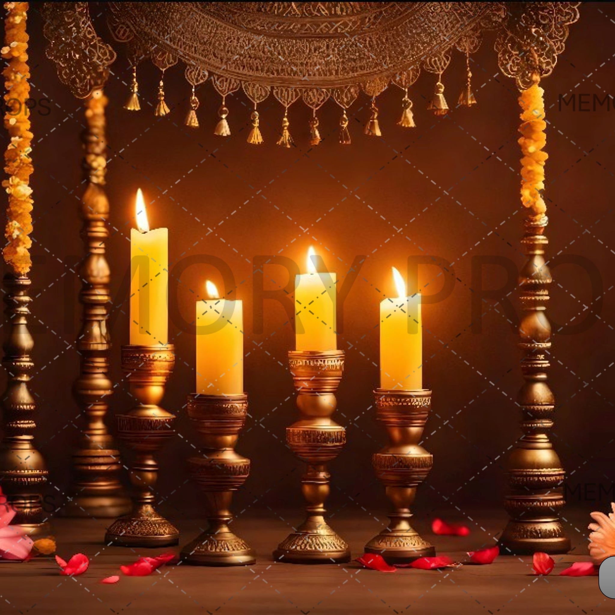 DIWALI WITH GOLD CANDELS - PRINTED BACKDROPS