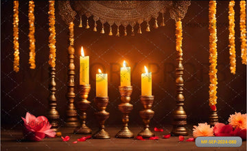 DIWALI WITH GOLD CANDELS - PRINTED BACKDROPS