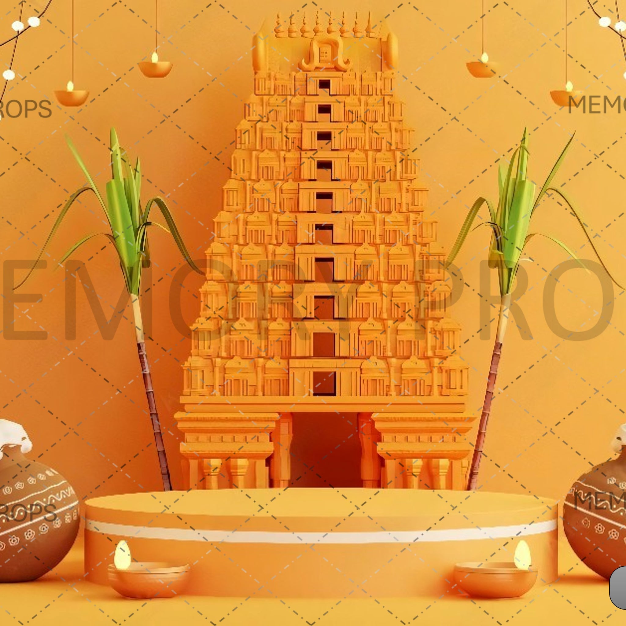 BLESSIMGS OF PONGAL TEMPLE - PRINTED BACKDROPS