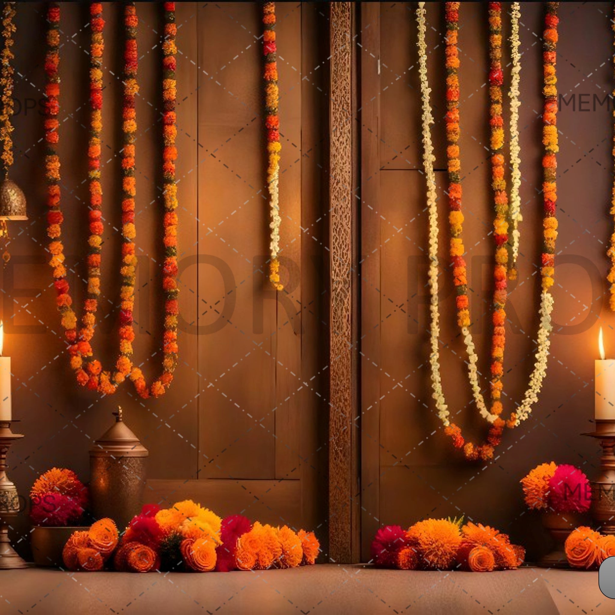 DIWALI FLOWER HANGINGS- PRINTED BACKDROPS