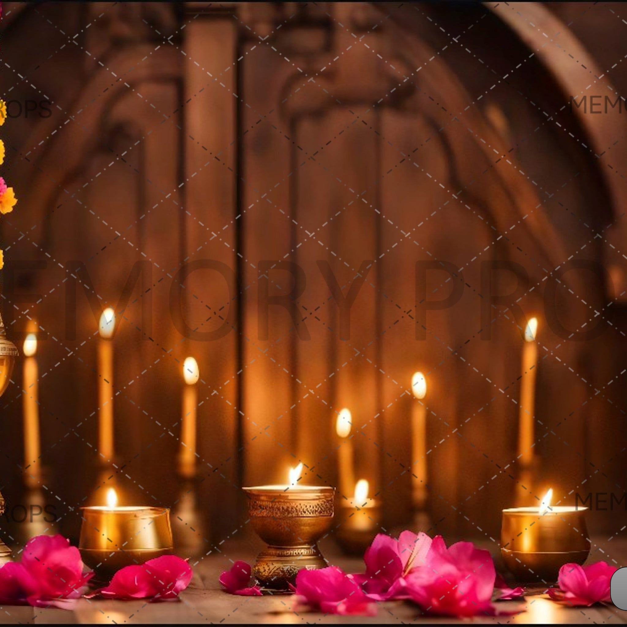 DIWALI WITH DIYA AND CANDLES DECORAION - PRINTED BACKDROPS