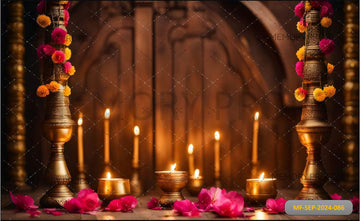 DIWALI WITH DIYA AND CANDLES DECORAION - PRINTED BACKDROPS