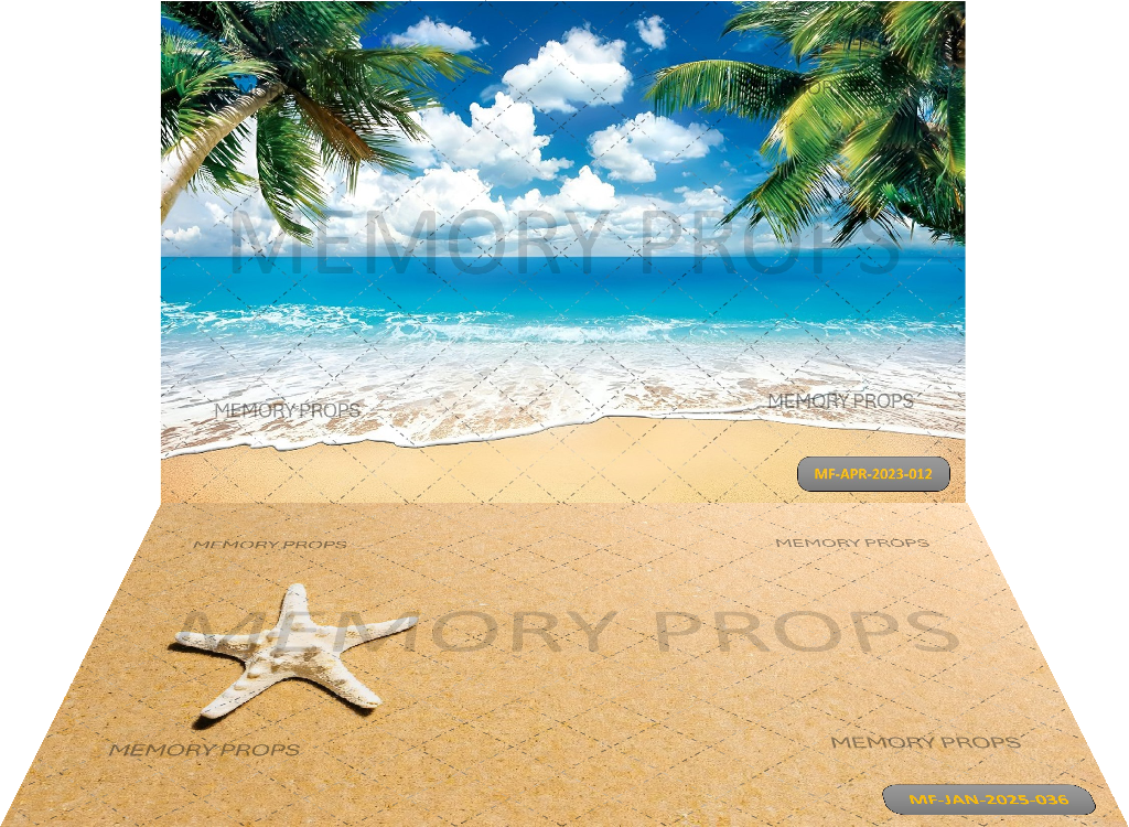 SUMMER BEACH + STARFISH ON THE SAND BACKDROPS