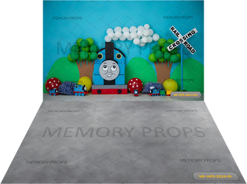 THOMAS THE TRAIN + GREY TEXTURE BACKDROPS