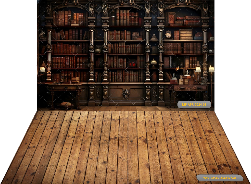 BOOK SHELF +  WOODEN TEXTURE BACKDROPS