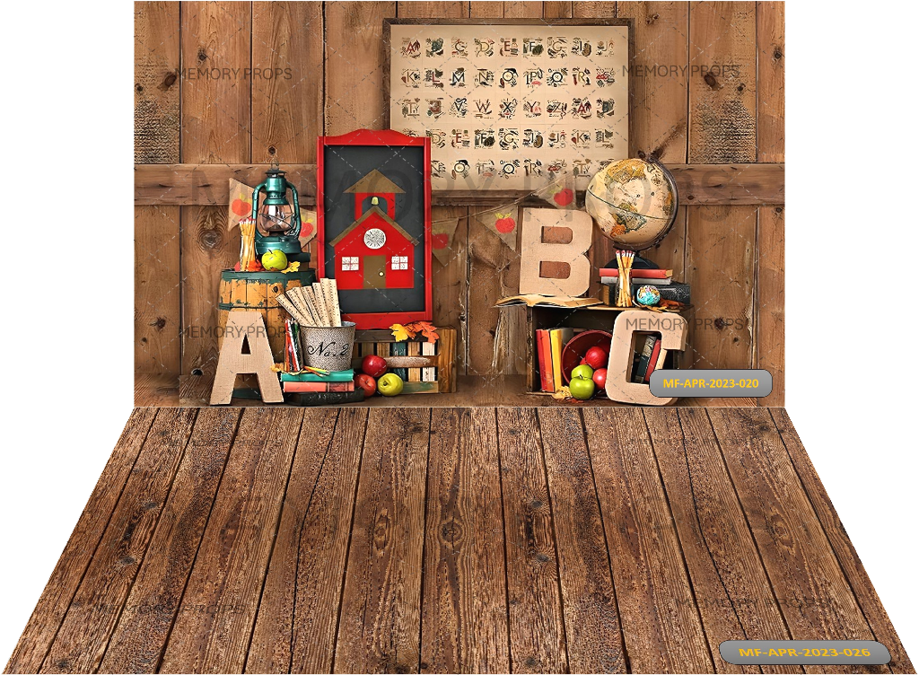 KINDER GARTEN CLASSROOM + BROWN WOOD BACKDROPS