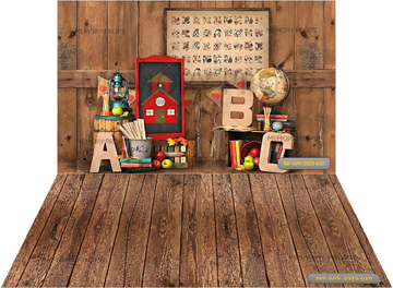 KINDER GARTEN CLASSROOM + BROWN WOOD BACKDROPS