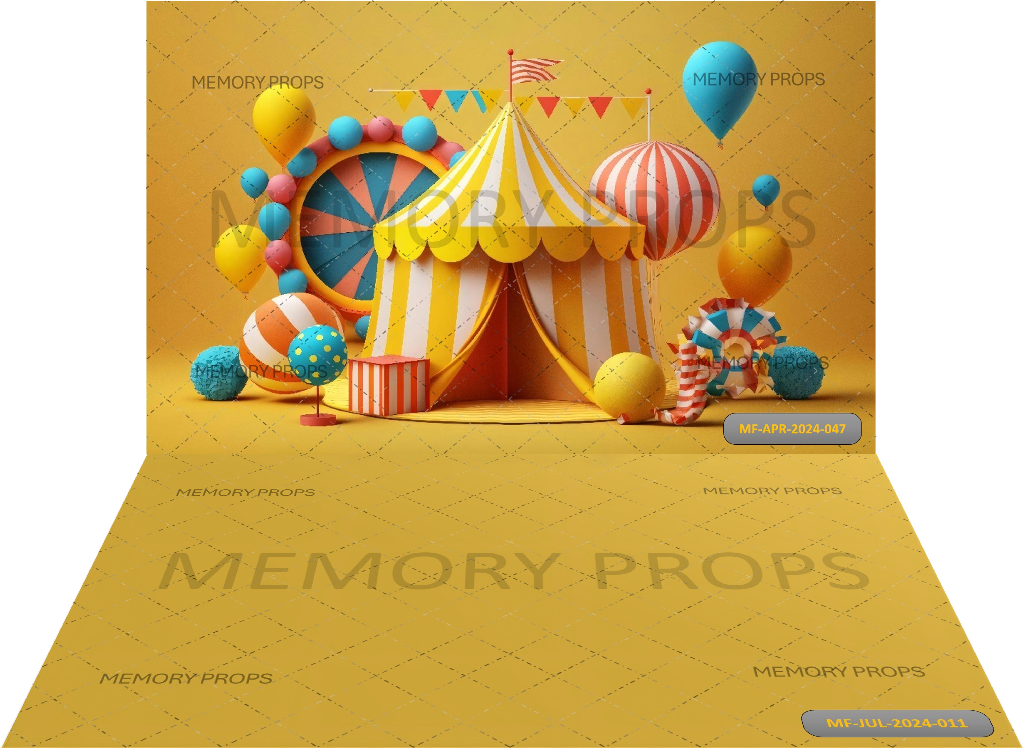 CIRCUS TENT WITH BALLOONS + YELLOW TEXTURE BACKDROPS