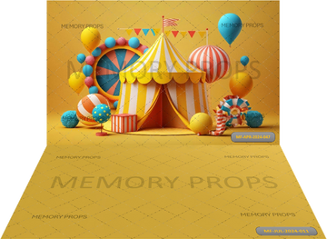 CIRCUS TENT WITH BALLOONS + YELLOW TEXTURE BACKDROPS