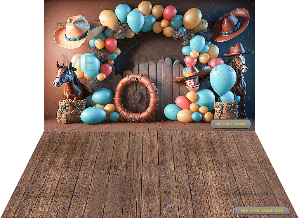 DECORATION BALLOONS FOR BIRTHDAY + BROWN WOODEN TEXTURE BACKDROPS