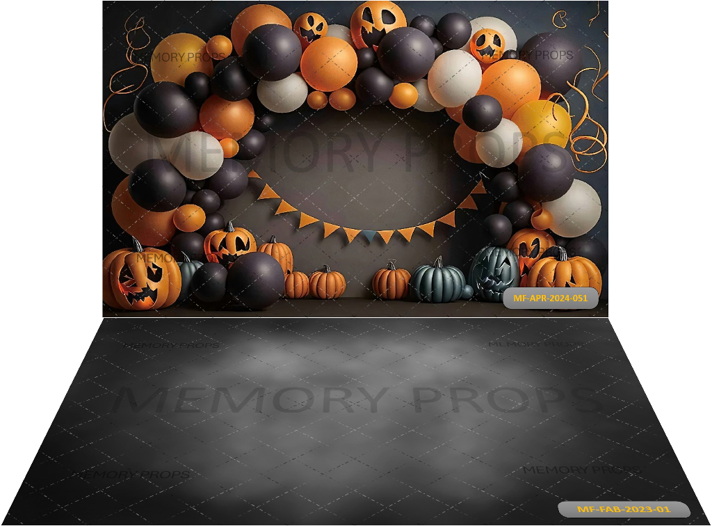 BALLOONS GARLAND HALLOWEEN + BLACK TEXTURE BACKDROPS