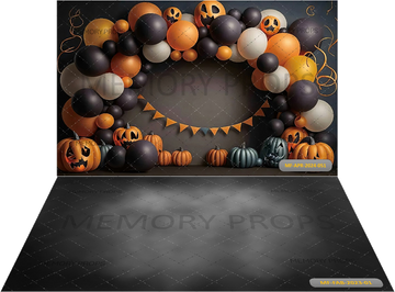 BALLOONS GARLAND HALLOWEEN + BLACK TEXTURE BACKDROPS