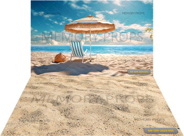 A BEACH SCENE WITH AN UMBRELLA + SAND TEXTURE BACKDROPS