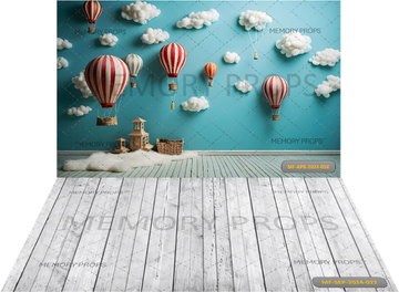 HOT AIR BALLOON SPACE ELEMENTS SHAPES + WHITE WOODEN BACKDROPS