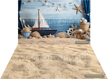 A BEACH SCENE WITH A SAILBOAT + SAND TEXTURE BACKDROPS