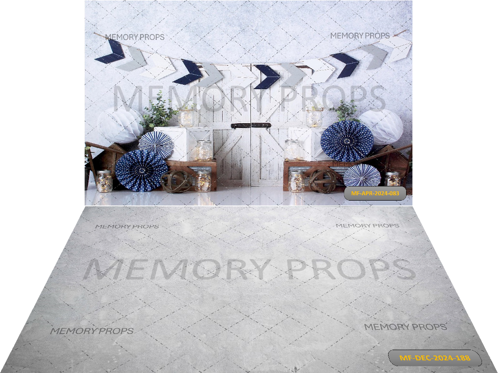 WHITE WOODEN DOOR PAPER FLORAL + GREY TEXTURE BACKDROPS