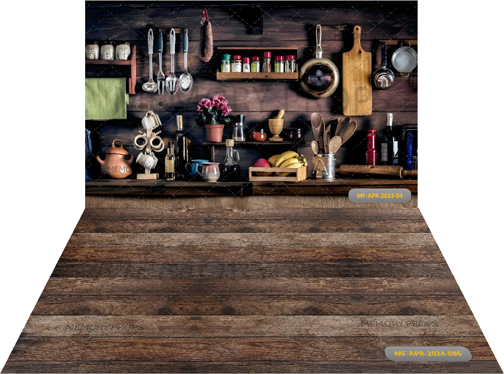 KITCHEN UTENSILS EQUIPMENT+ WOOD PLANKS BACKDROPS