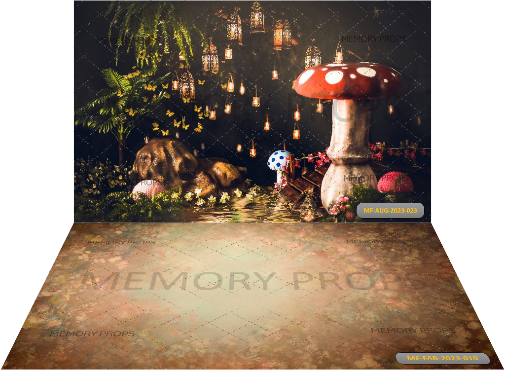 FOREST MUSHROOMS BLACK + DESERT STORM VECTOR BACKDROPS