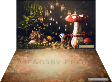 FOREST MUSHROOMS BLACK + DESERT STORM VECTOR BACKDROPS