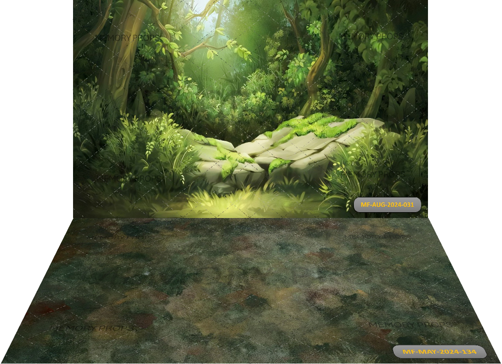 A ROCK IN A FOREST + GREEN TEXTURE BACKDROPS