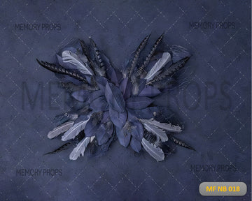 BASKET WITH DARK BLUE FEATHERS - NEW BORN BACKDROPS